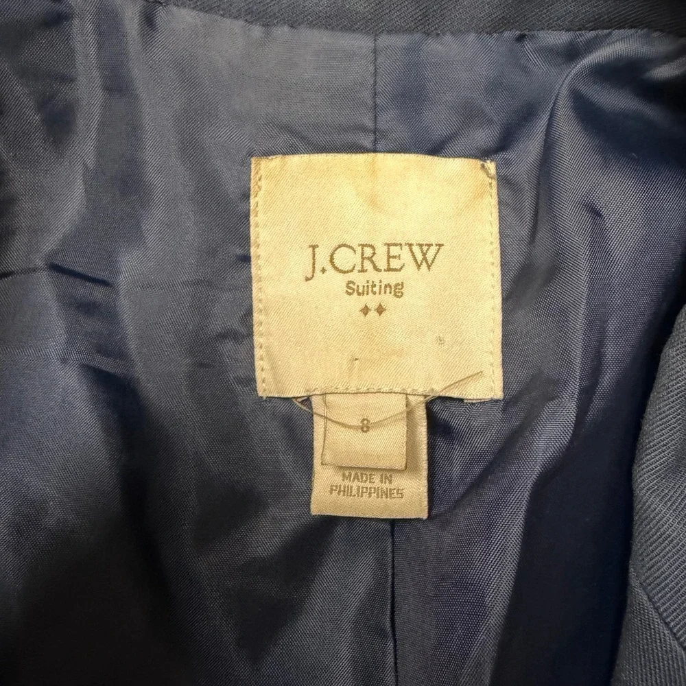 J.Crew Suiting Womens Navy Blue Cotton Single Button Blazer Size 8